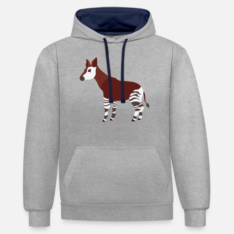 okapi - Sweat à capuche contrasté - gris chiné/bleu marine