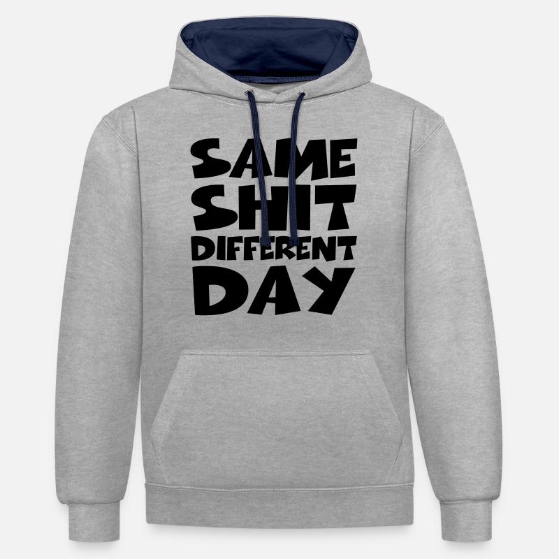 Same Shit Different Day - Sweat à capuche contrasté - gris chiné/bleu marine
