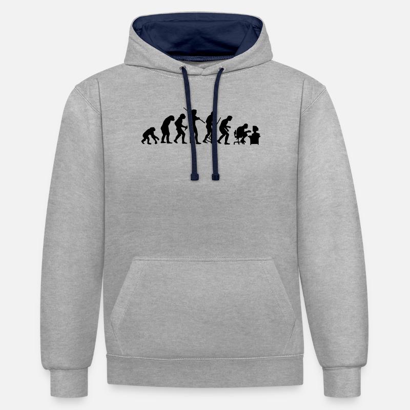 Évolution - Sweat à capuche contrasté - gris chiné/bleu marine