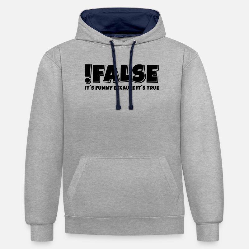 False True Programmierer Spruch - Kontrast-Hoodie - Grau meliert/Navy