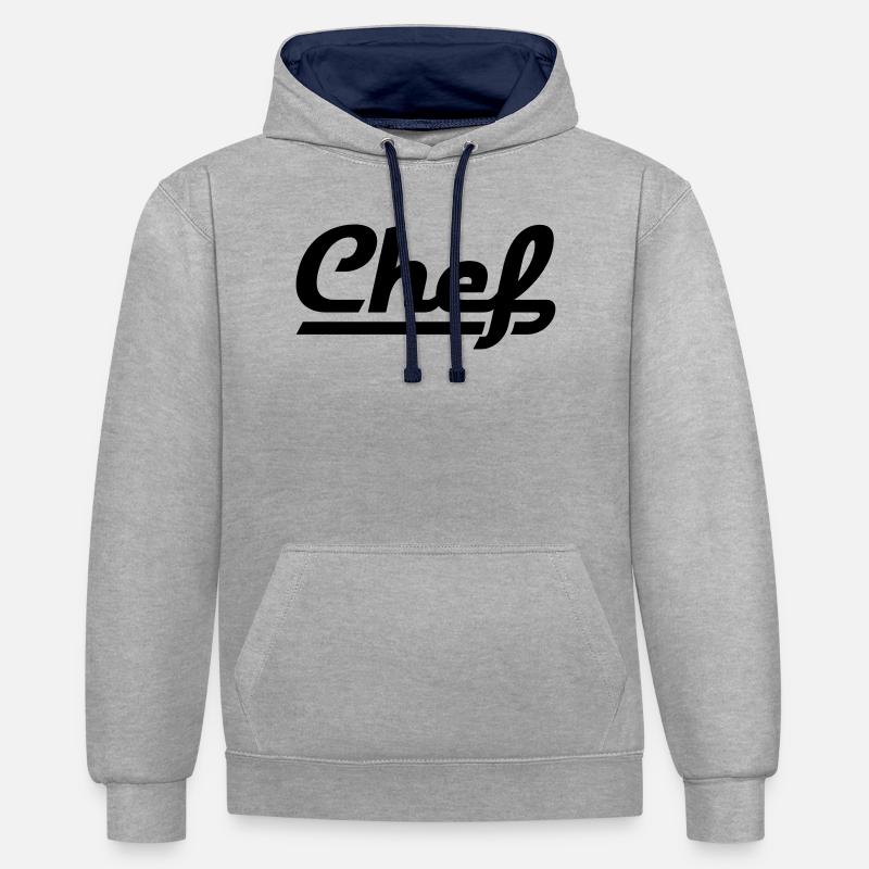 Chef - Sweat à capuche contrasté - gris chiné/bleu marine