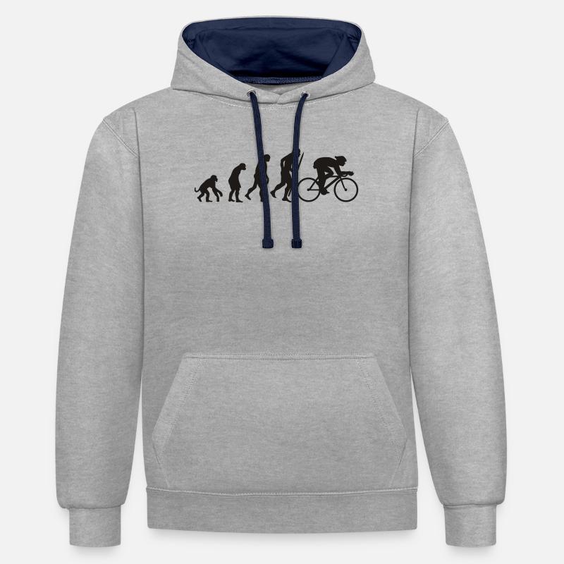 EVEolution vélo - Sweat à capuche contrasté - gris chiné/bleu marine