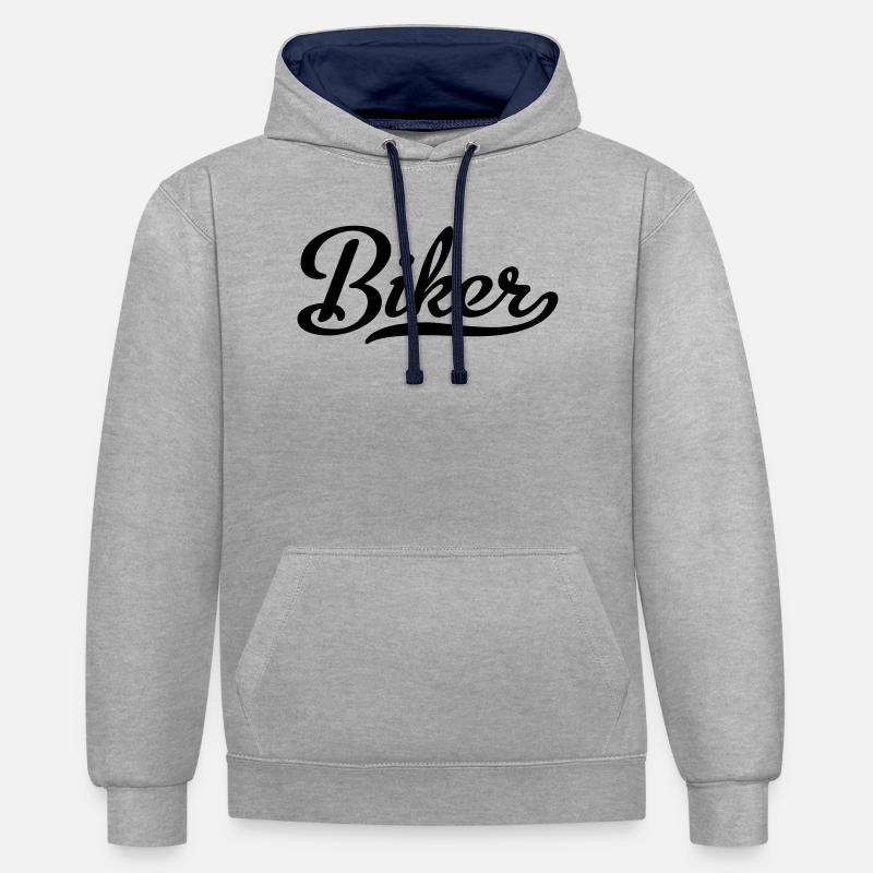 2541614 112658633 biker - Sweat à capuche contrasté - gris chiné/bleu marine