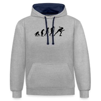 Änderungen im Einklang Eisschnelllauf - Kontrast-Hoodie - Grau meliert/Navy - Vorne - Liana (172cm) & Jaron (178cm)