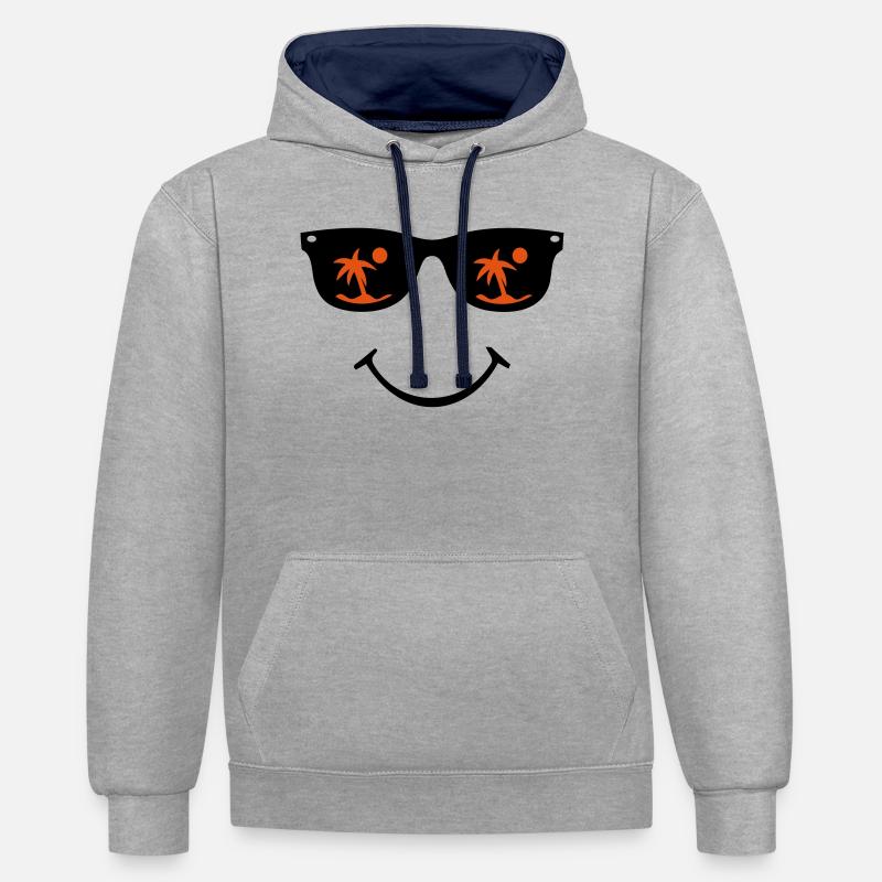 Lunettes de soleil - Sweat à capuche contrasté - gris chiné/bleu marine