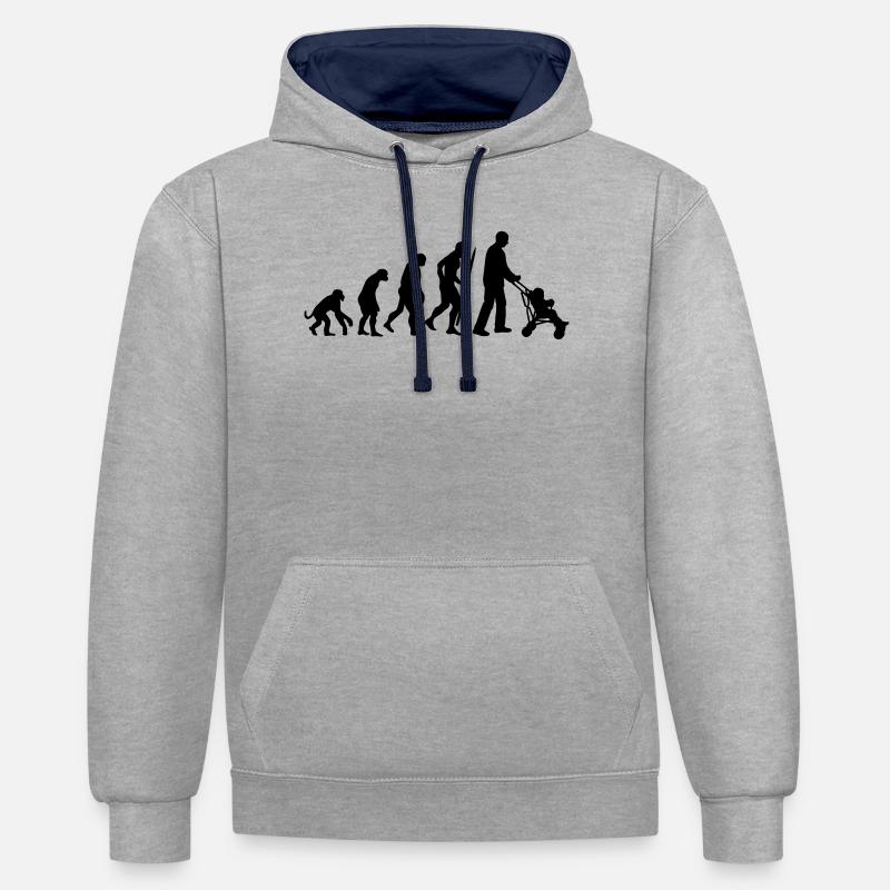 Evolution de la super-papa - Sweat à capuche contrasté - gris chiné/bleu marine