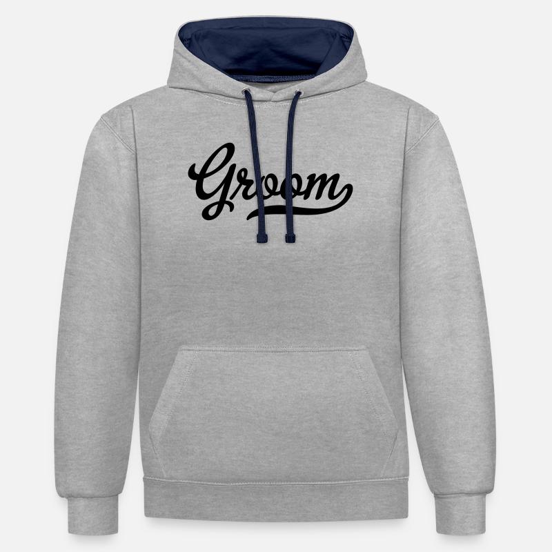 groom - Sweat à capuche contrasté - gris chiné/bleu marine
