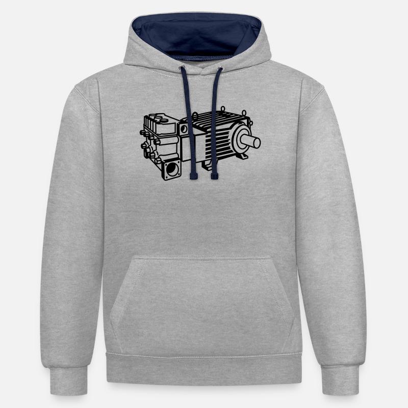 p80 - Sweat à capuche contrasté - gris chiné/bleu marine