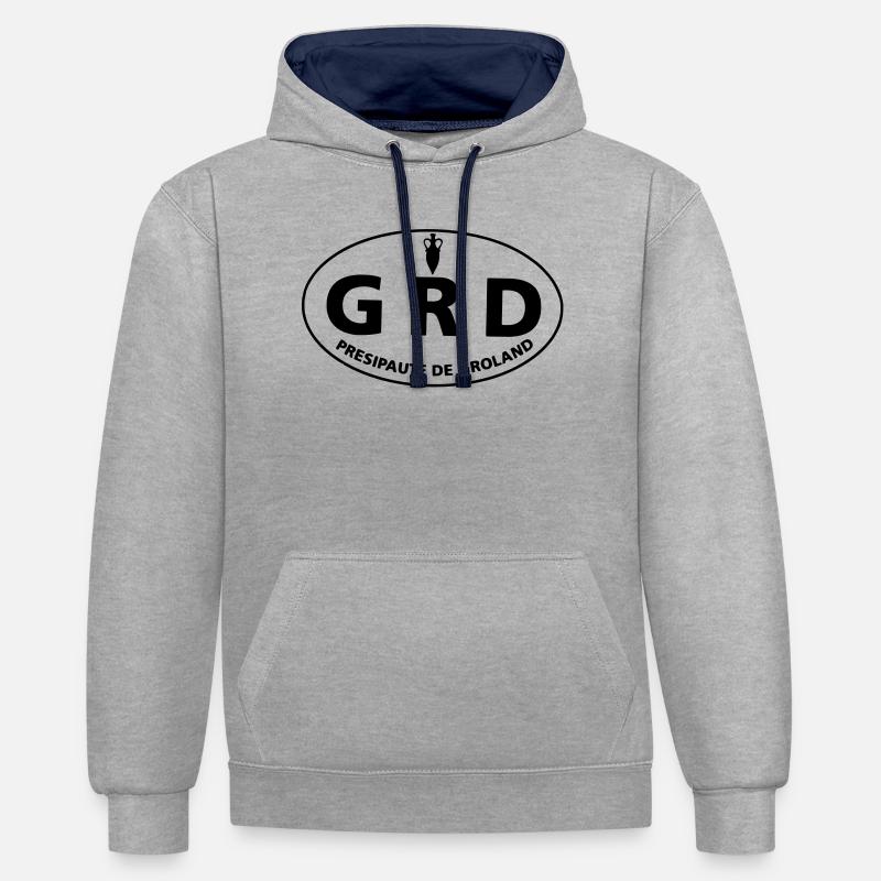 GRD - Sweat à capuche contrasté - gris chiné/bleu marine