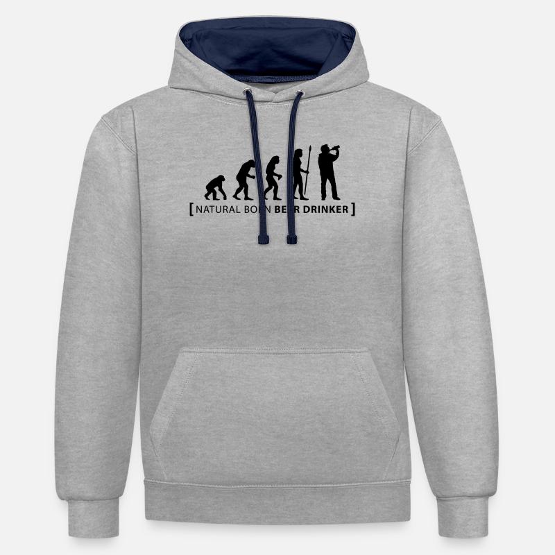 evolution_beer_drinker - Contrast hoodie - heather grey/navy