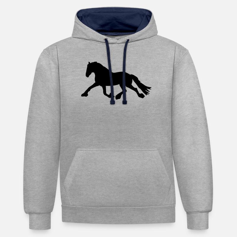 Cheval de course - Sweat à capuche contrasté - gris chiné/bleu marine