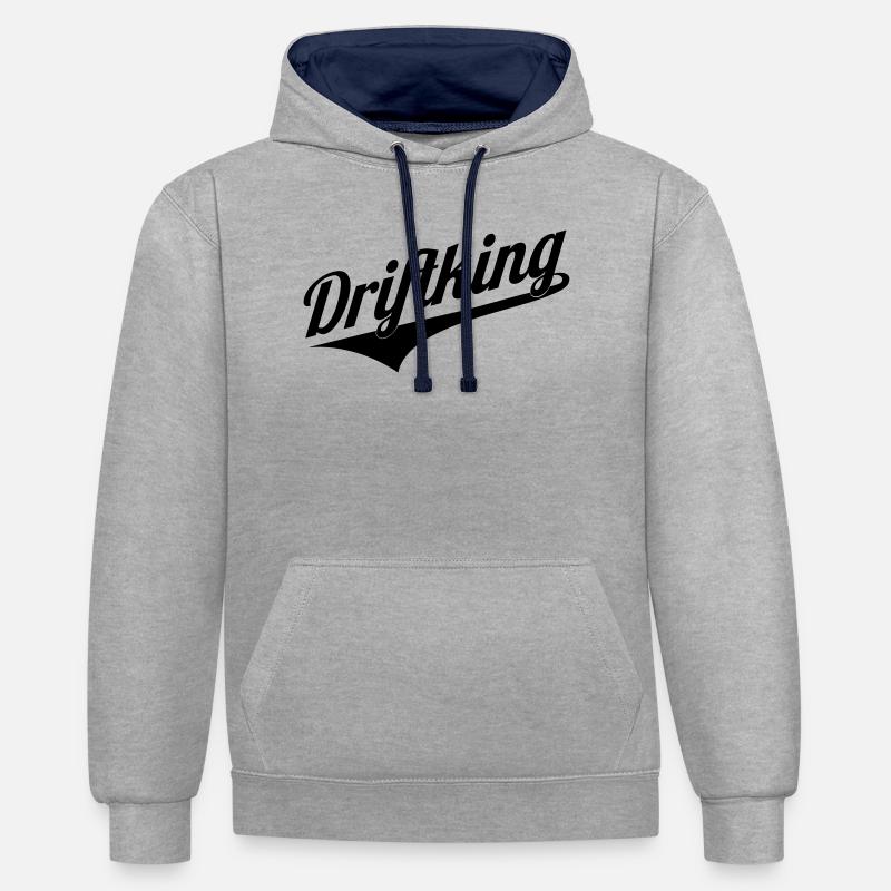 Rétro à la dérive - Sweat à capuche contrasté - gris chiné/bleu marine