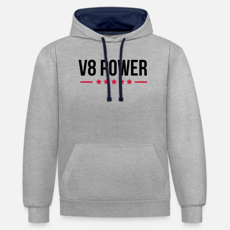 V8 Power - Kontrast-Hoodie - Grau meliert/Navy