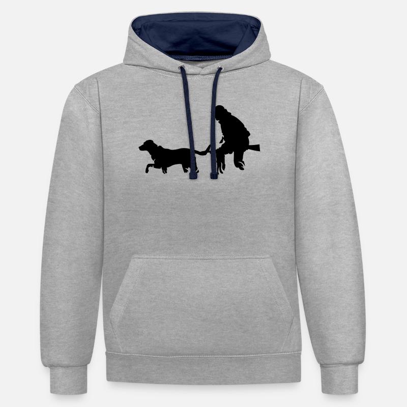 Hunter - Sweat à capuche contrasté - gris chiné/bleu marine