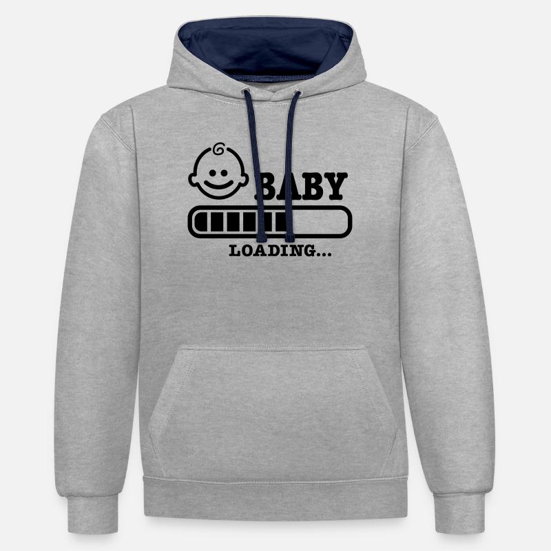 bébé loading - Sweat à capuche contrasté - gris chiné/bleu marine
