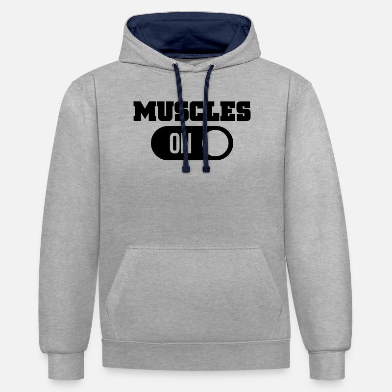 muscles - Contrast hoodie - heather grey/navy
