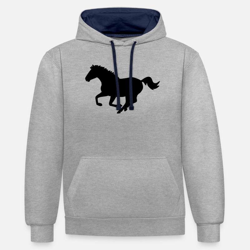 cheval - Sweat à capuche contrasté - gris chiné/bleu marine