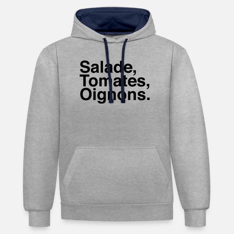 Salade Tomate Oignons  - Sweat à capuche contrasté - gris chiné/bleu marine