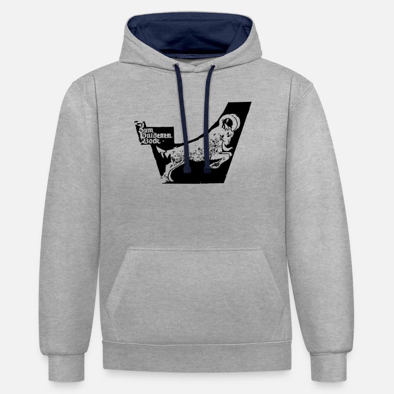 Gueldenerbock, tradition, restaurant, Chemnitz - Sweat à capuche contrasté - gris chiné/bleu marine