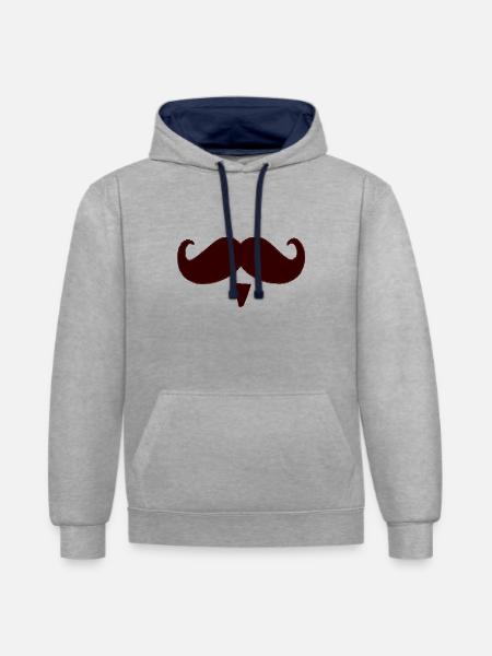 Schnurrbart Schnauz Oberlippenbart Geschenk - Kontrast-Hoodie - Grau meliert/Navy