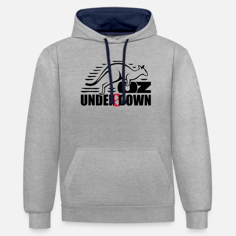 down under - Sweat à capuche contrasté - gris chiné/bleu marine