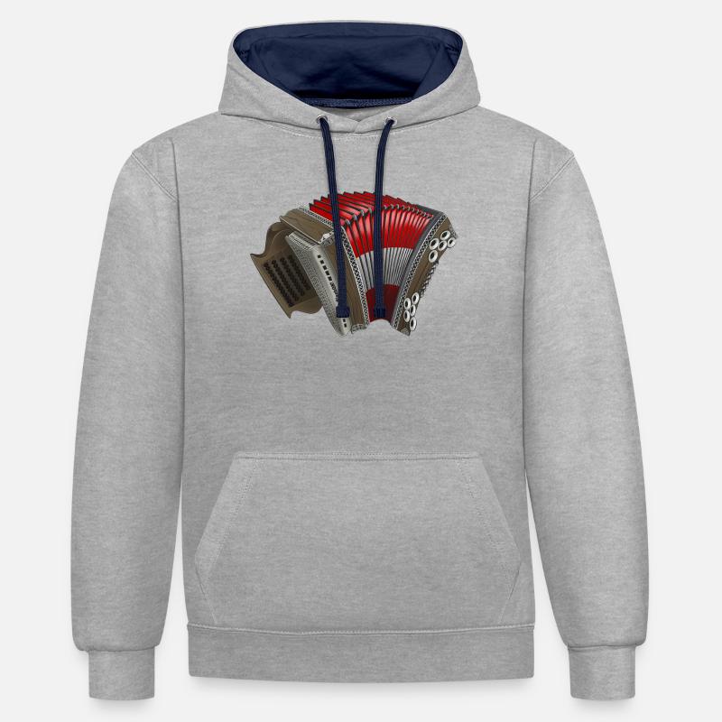 Harmonica styrienne - Autriche | ZiachON ! - Sweat à capuche contrasté - gris chiné/bleu marine