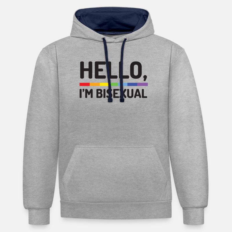 Hallo, ich bin bisexuell - Kontrast-Hoodie - Grau meliert/Navy