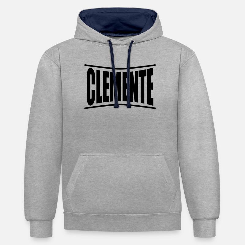 Idée cadeau t-shirt Clemente - Sweat à capuche contrasté - gris chiné/bleu marine
