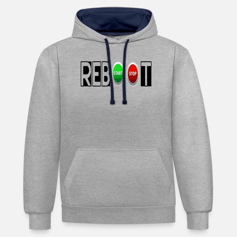 REBOOT - Sweat à capuche contrasté - gris chiné/bleu marine