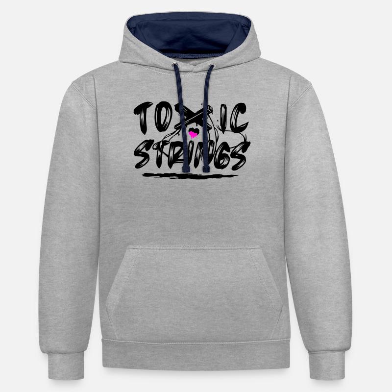 Toxic Strings 2 Farben - Kontrast-Hoodie - Grau meliert/Navy