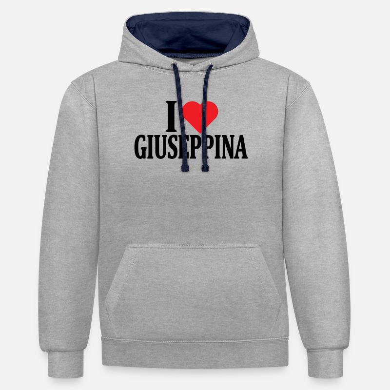 J’adore l’idée cadeau t-shirt Giuseppina - Sweat à capuche contrasté - gris chiné/bleu marine