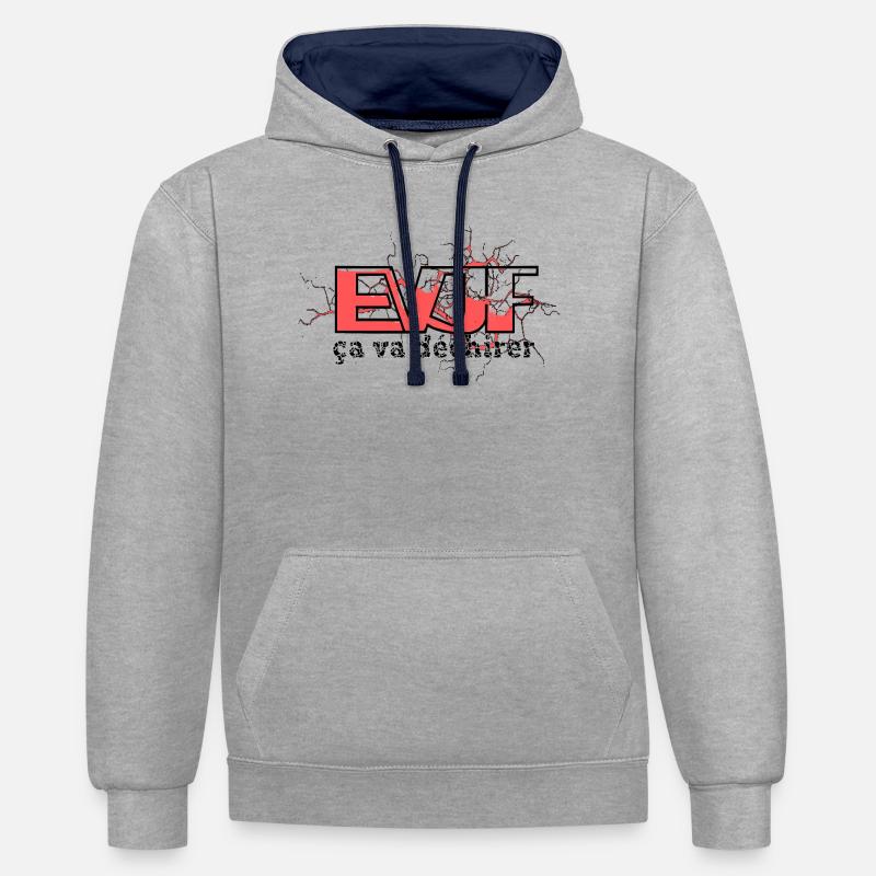 EVJF ça va déchirer - Sweat à capuche contrasté - gris chiné/bleu marine