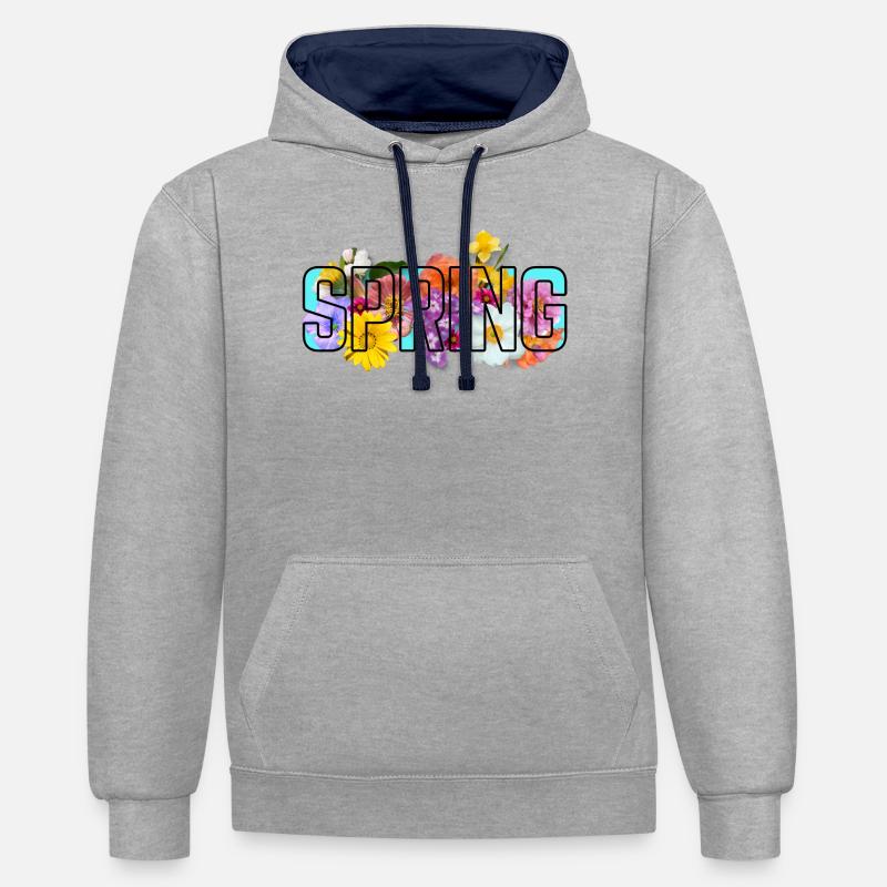 Printemps bleu - Sweat à capuche contrasté - gris chiné/bleu marine