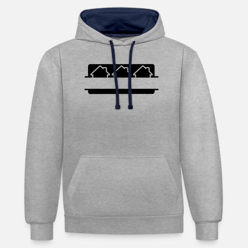 Logo des maisons agent immobilier - Sweat à capuche contrasté - gris chiné/bleu marine