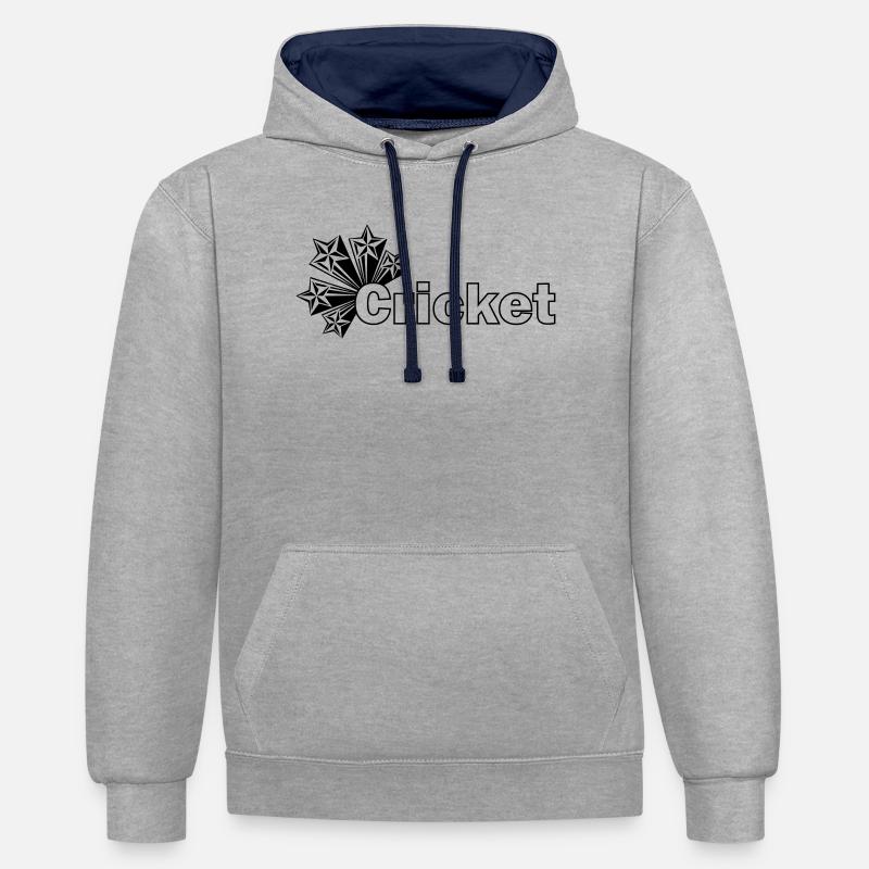Texte de cricket avec des étoiles - Sweat à capuche contrasté - gris chiné/bleu marine