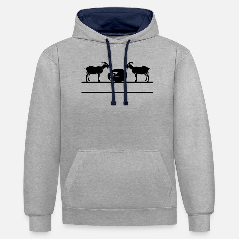 Monogramme de fromage de chèvre. - Sweat à capuche contrasté - gris chiné/bleu marine