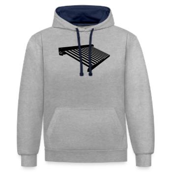 Protection solaire auvents - Sweat à capuche contrasté - gris chiné/bleu marine - Devant - Liana (172cm) & Jaron (178cm)
