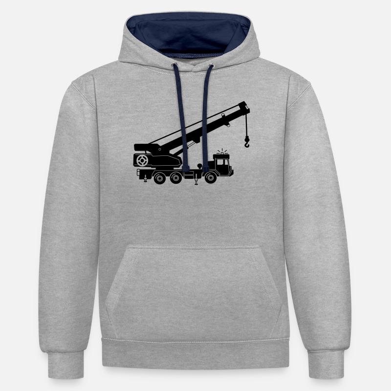 Kranwagen oder Abschleppwagen - Kontrast-Hoodie - Grau meliert/Navy
