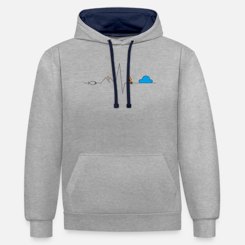 Aventure - Sweat à capuche contrasté - gris chiné/bleu marine