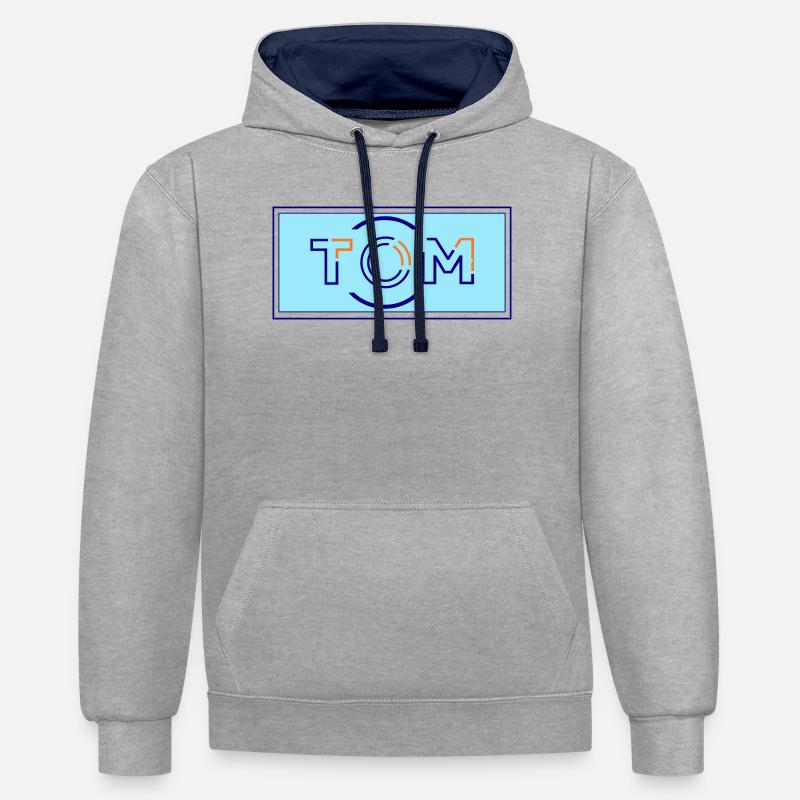 Tom - Sweat à capuche contrasté - gris chiné/bleu marine