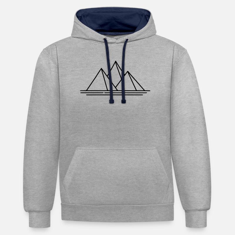 Pyramides - Sweat à capuche contrasté - gris chiné/bleu marine