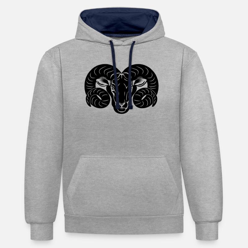 Sternzeichen Bild Widder - Kontrast-Hoodie - Grau meliert/Navy