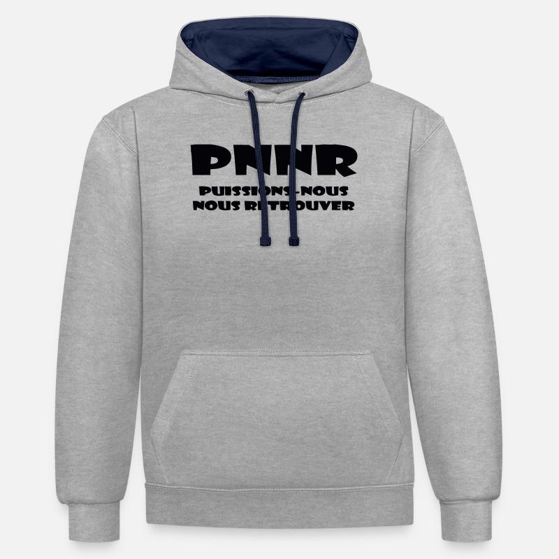 Design Graphique Abstrait - Sweat à capuche contrasté - gris chiné/bleu marine