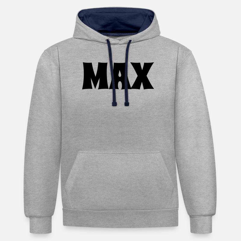 Max - Sweat à capuche contrasté - gris chiné/bleu marine