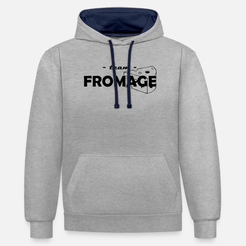 team fromage - Sweat à capuche contrasté - gris chiné/bleu marine
