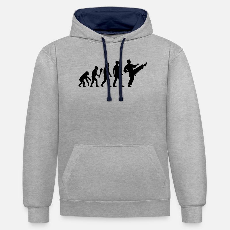 Karate Evolution - Kontrast-Hoodie - Grau meliert/Navy