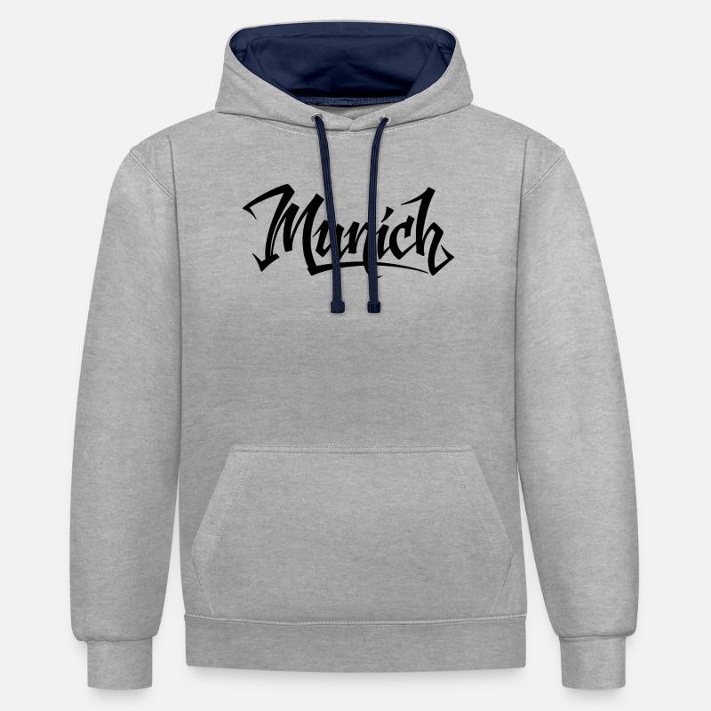 Conception de mandala de méditation consciente - Sweat à capuche contrasté - gris chiné/bleu marine