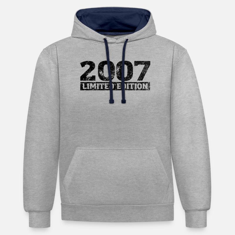 Edition Limitée 2007 Anniversaire Millésime 2007 - Sweat à capuche contrasté - gris chiné/bleu marine