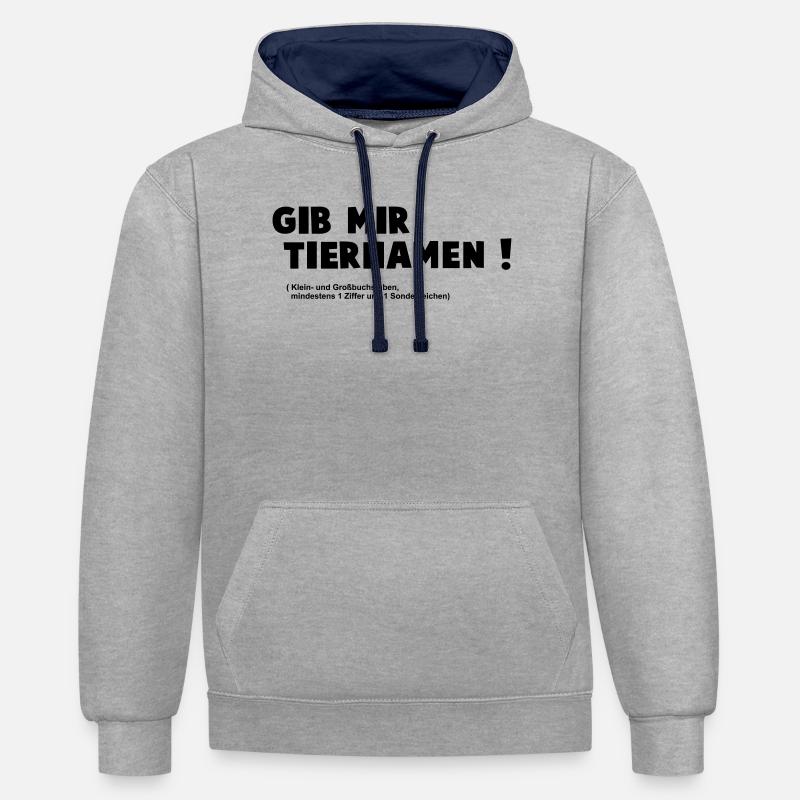 Donnez-moi des noms d’animaux - Sweat à capuche contrasté - gris chiné/bleu marine