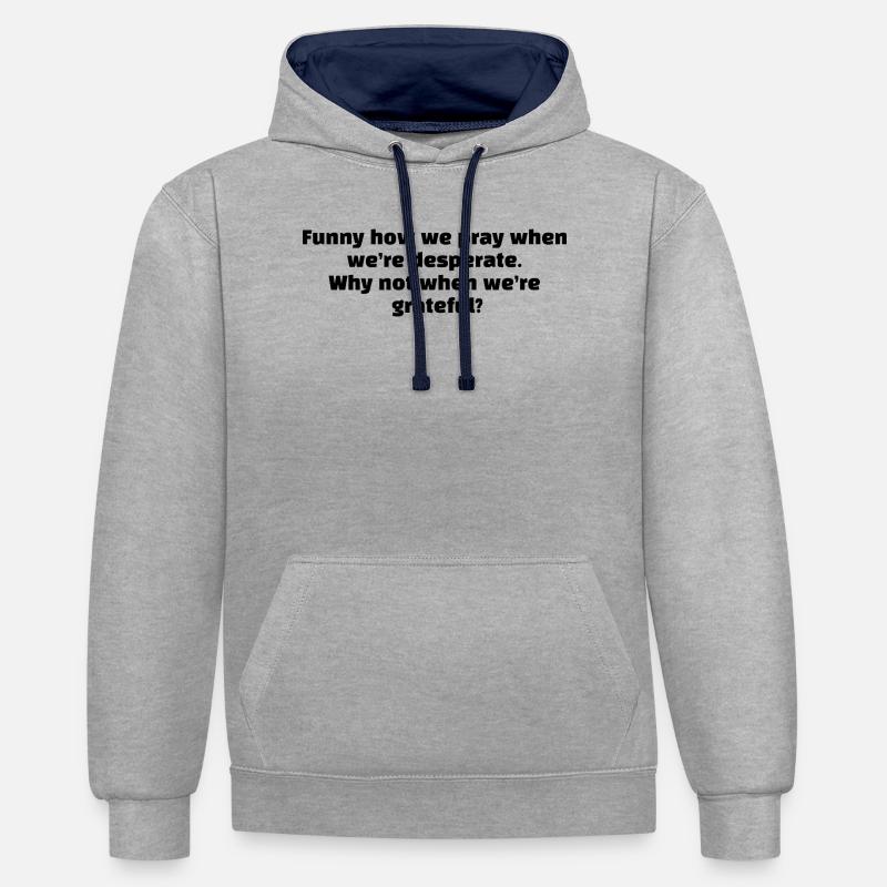 C’est drôle comme - Sweat à capuche contrasté - gris chiné/bleu marine